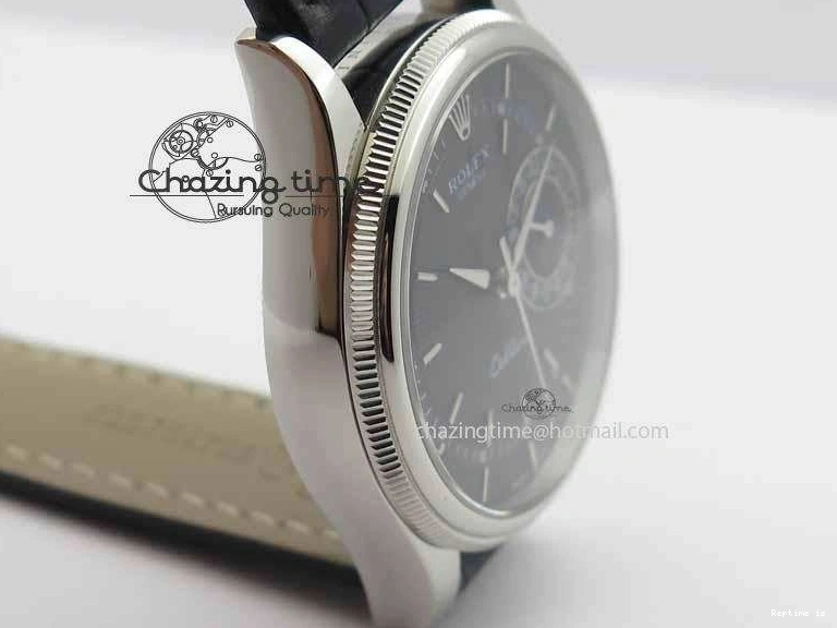 1223 Cellini Date VF Best Edition SS Black Dial Stick Markers On Black Leather Strap A Lightweight 3725